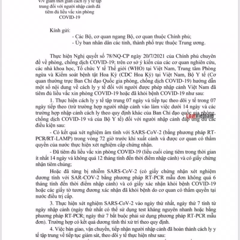 入境人如已接種全劑量疫苗,且檢測陰性者,則只需隔離 7 天
